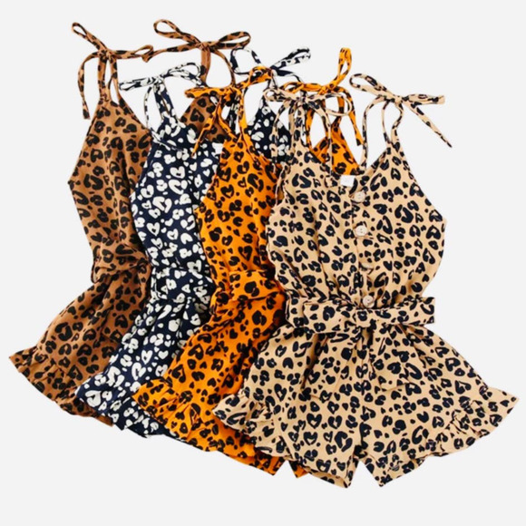 Girls Leopard Print Romper 4T - Picture 1 of 2